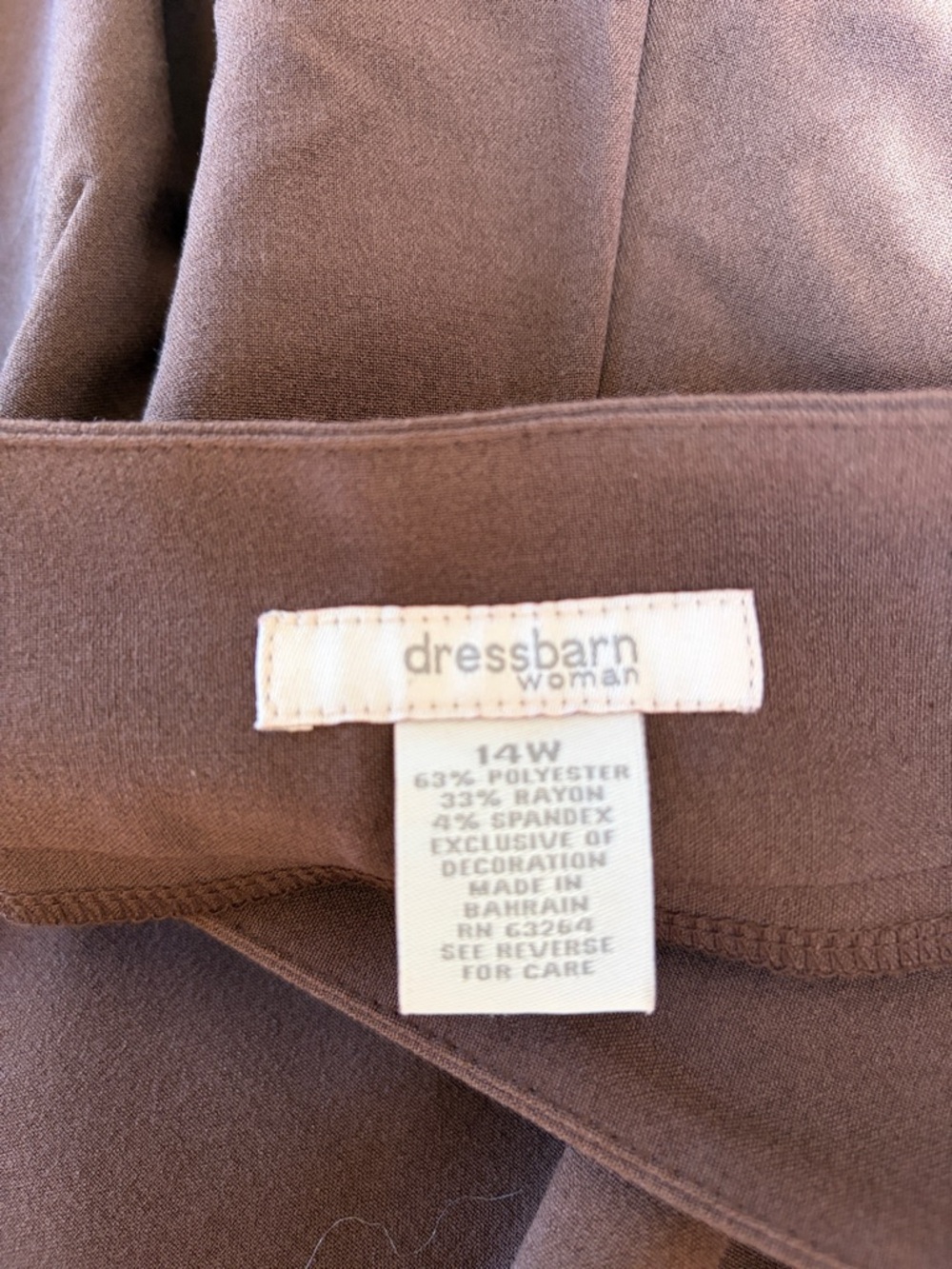 NWT dressbarn 2 Way Stretch Brown Straight Leg Pants - Picture 2 of 14
